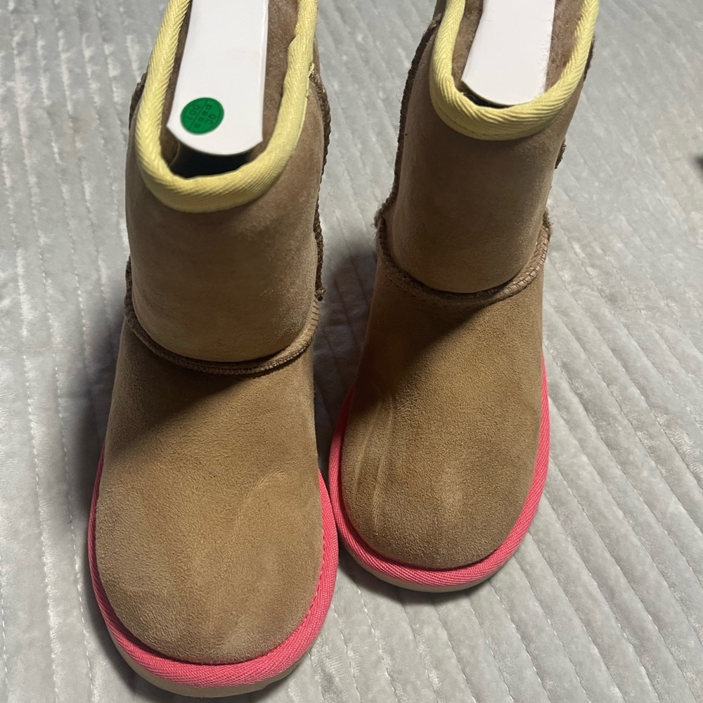 UGG Kids Boots in Tan and Pink with Orange Accents